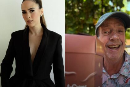 Tatá Werneck faz doação de Páscoa e emociona moradores do Retiro dos Artistas